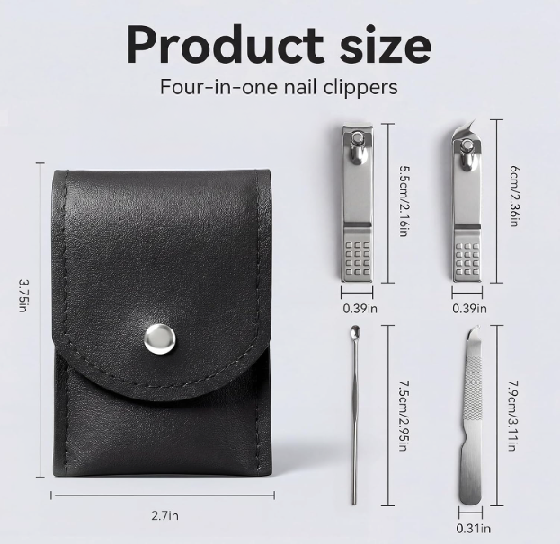 4-in-1 Compact Travel Nail Clipper & Tool Set (1pc)