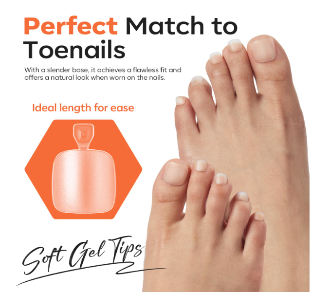 Colored Press-On Nail Sizing Kit - Pedicure
