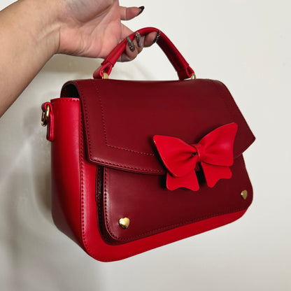 The Bun Bun Shop - Mini Red Hand Bag with Detachable Bow and Shoulder Strap