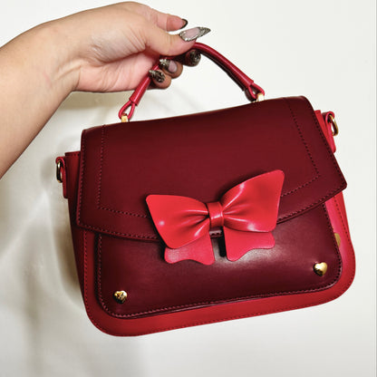 The Bun Bun Shop - Mini Red Hand Bag with Detachable Bow and Shoulder Strap