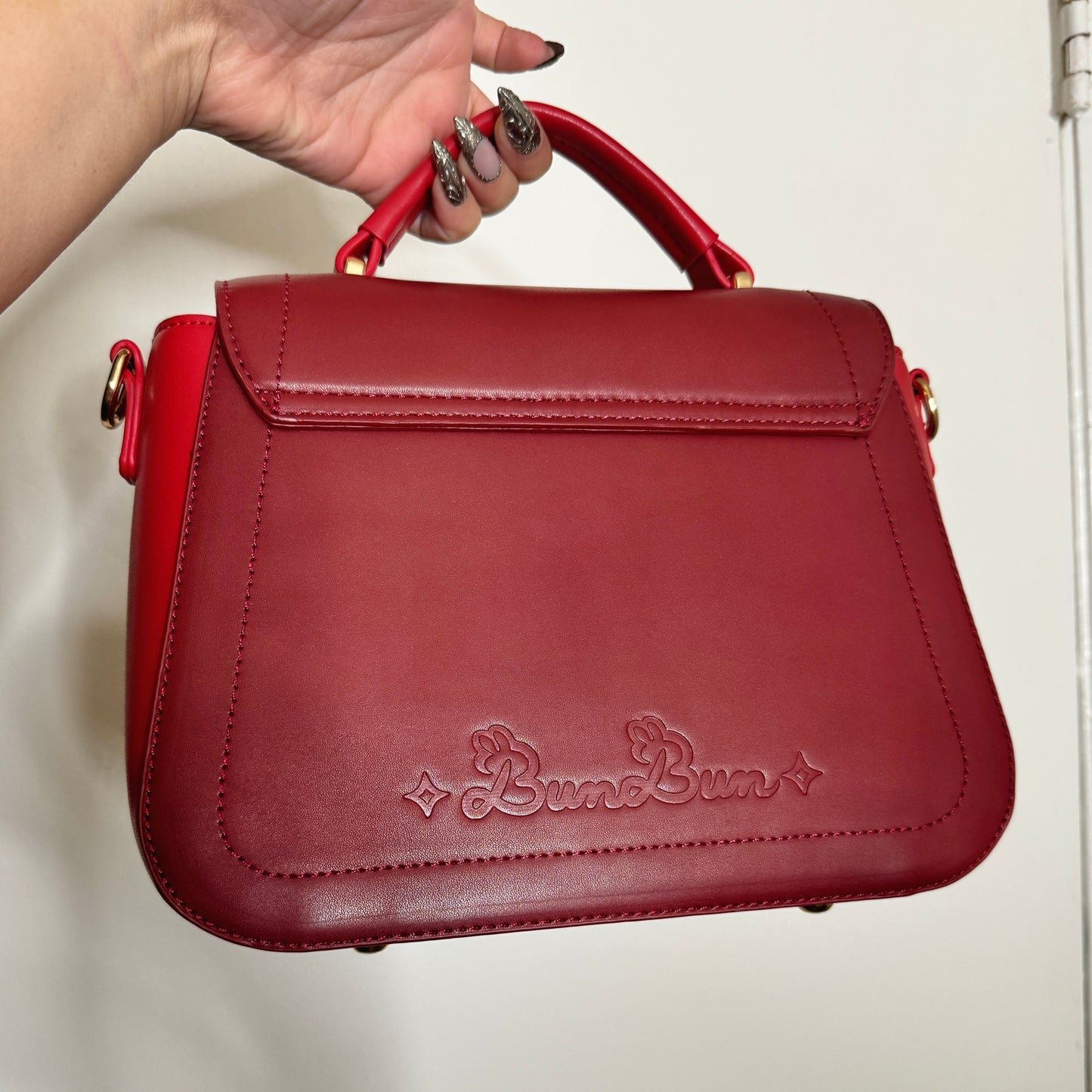 The Bun Bun Shop - Mini Red Hand Bag with Detachable Bow and Shoulder Strap