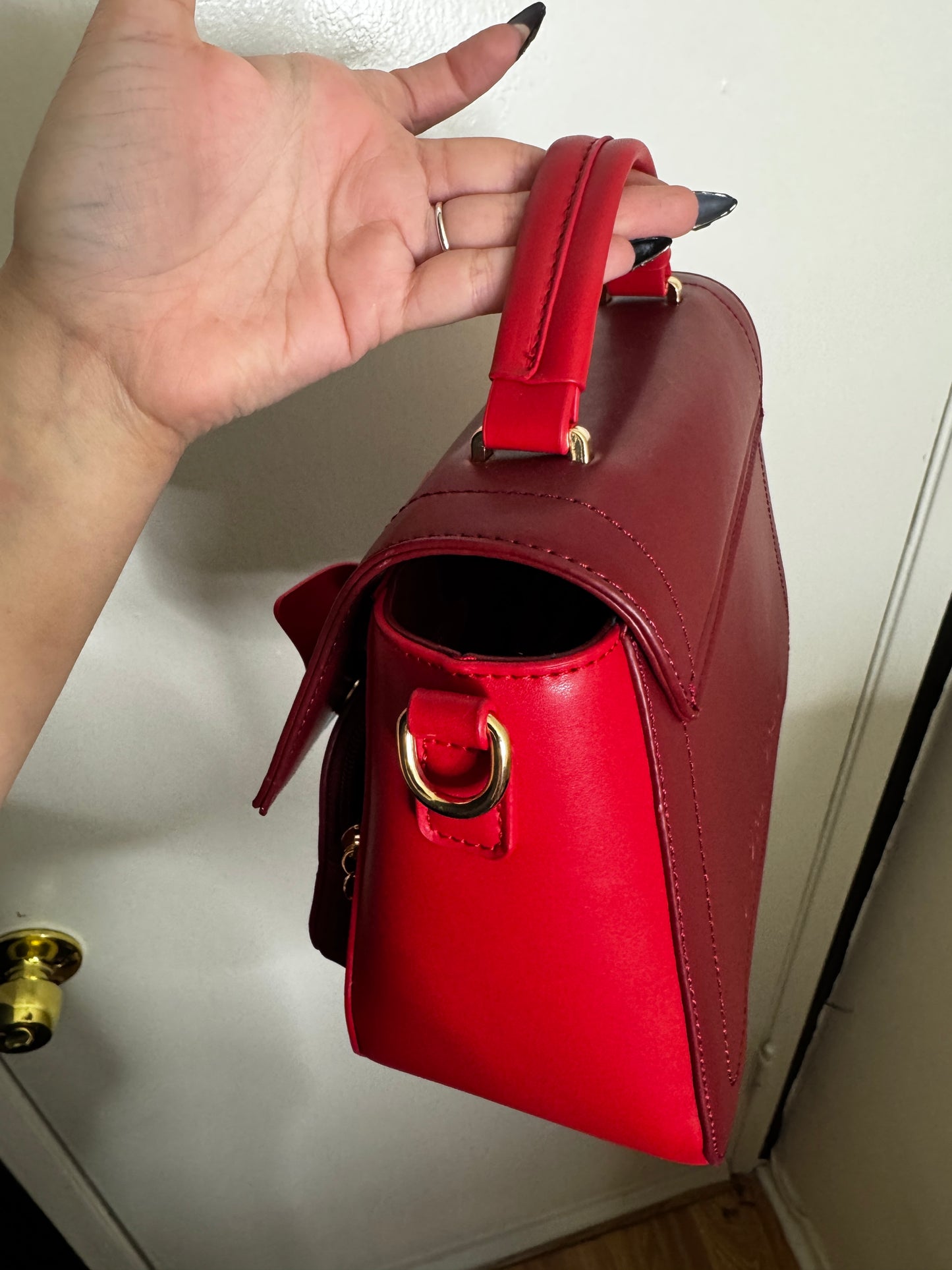 The Bun Bun Shop - Mini Red Hand Bag with Detachable Bow and Shoulder Strap