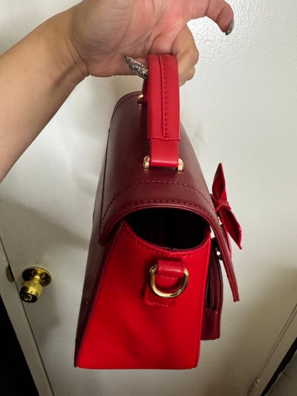 The Bun Bun Shop - Mini Red Hand Bag with Detachable Bow and Shoulder Strap