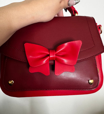 The Bun Bun Shop - Mini Red Hand Bag with Detachable Bow and Shoulder Strap
