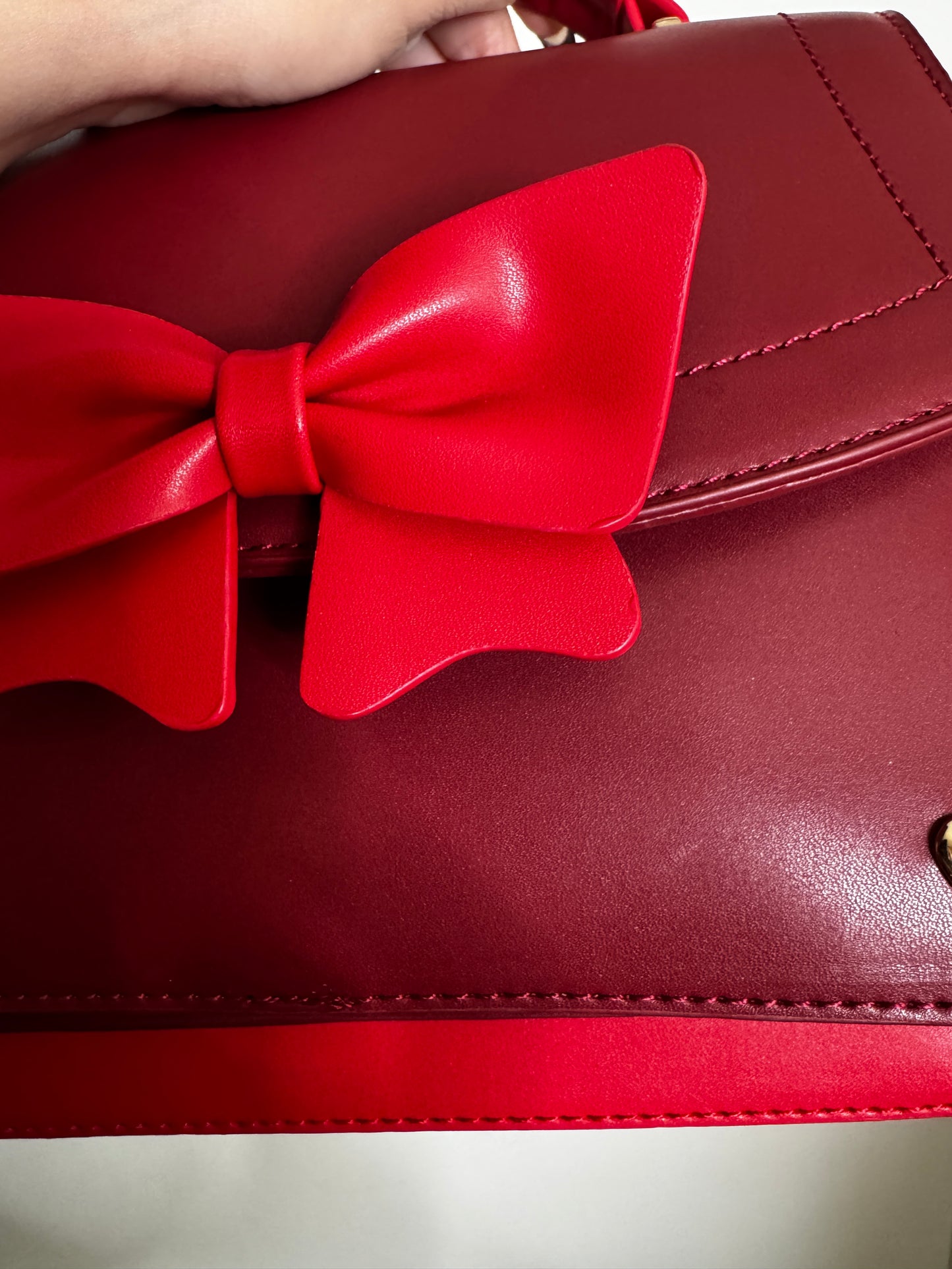 The Bun Bun Shop - Mini Red Hand Bag with Detachable Bow and Shoulder Strap
