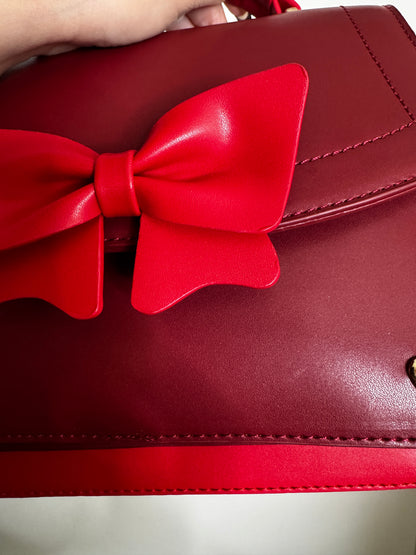The Bun Bun Shop - Mini Red Hand Bag with Detachable Bow and Shoulder Strap
