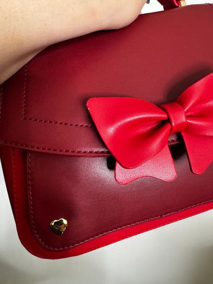 The Bun Bun Shop - Mini Red Hand Bag with Detachable Bow and Shoulder Strap