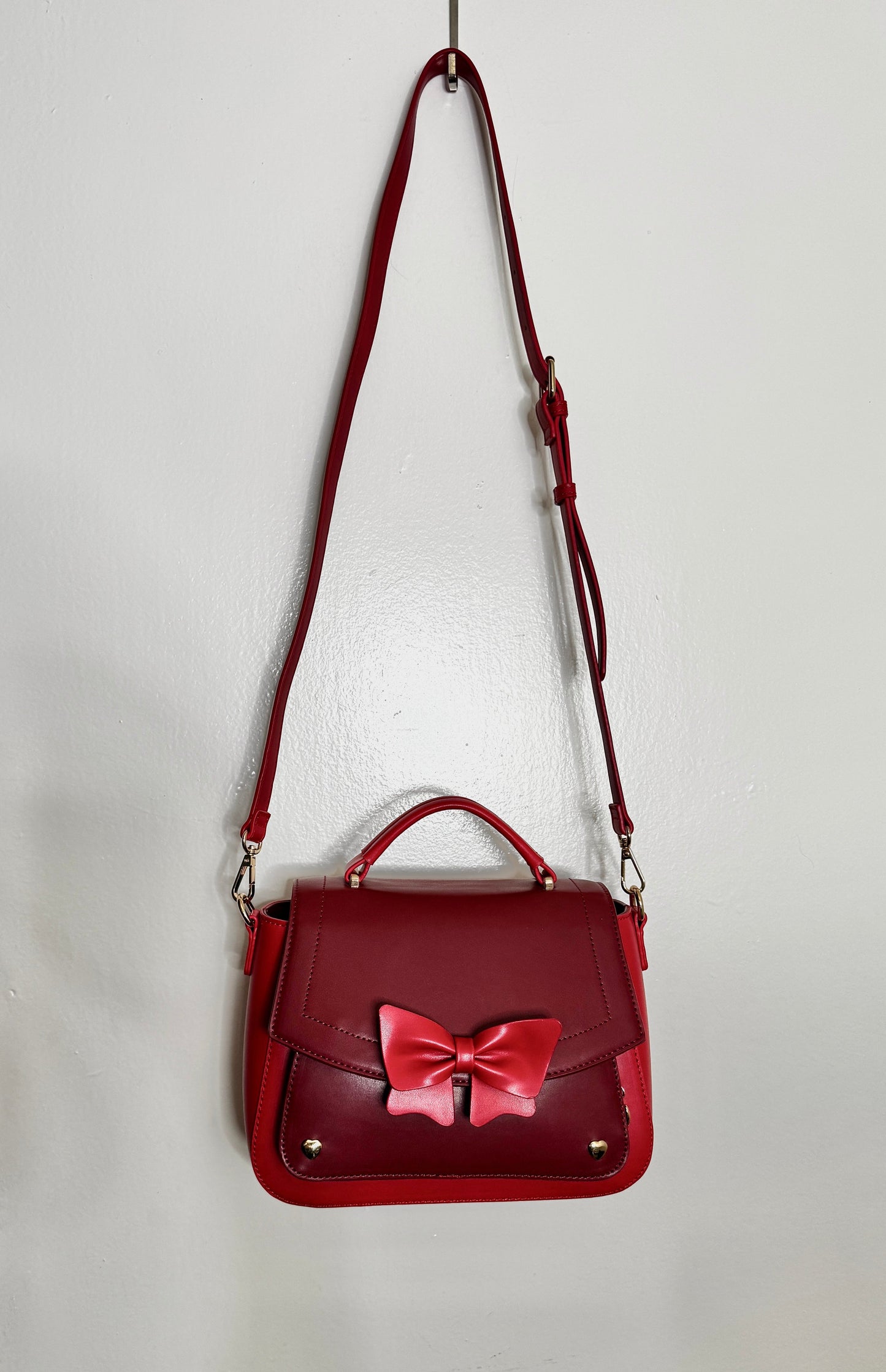 The Bun Bun Shop - Mini Red Hand Bag with Detachable Bow and Shoulder Strap