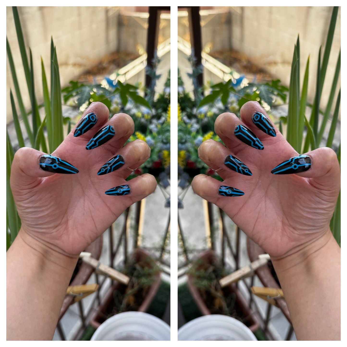 Get ready for "The Grid" with these stunning, glow in the dark press-on nails. Featuring a black base and red grid design with a glossy finish. Each set is a miniature work of art, meticulously designed and hand-painted, adding a unique flair to any occasion. No time for salon appointments? Say hello to instant glamour that’s ready whenever you are. Our durable, high-quality press-ons offer a flawless, comfortable fit and are designed to last.&nbsp;