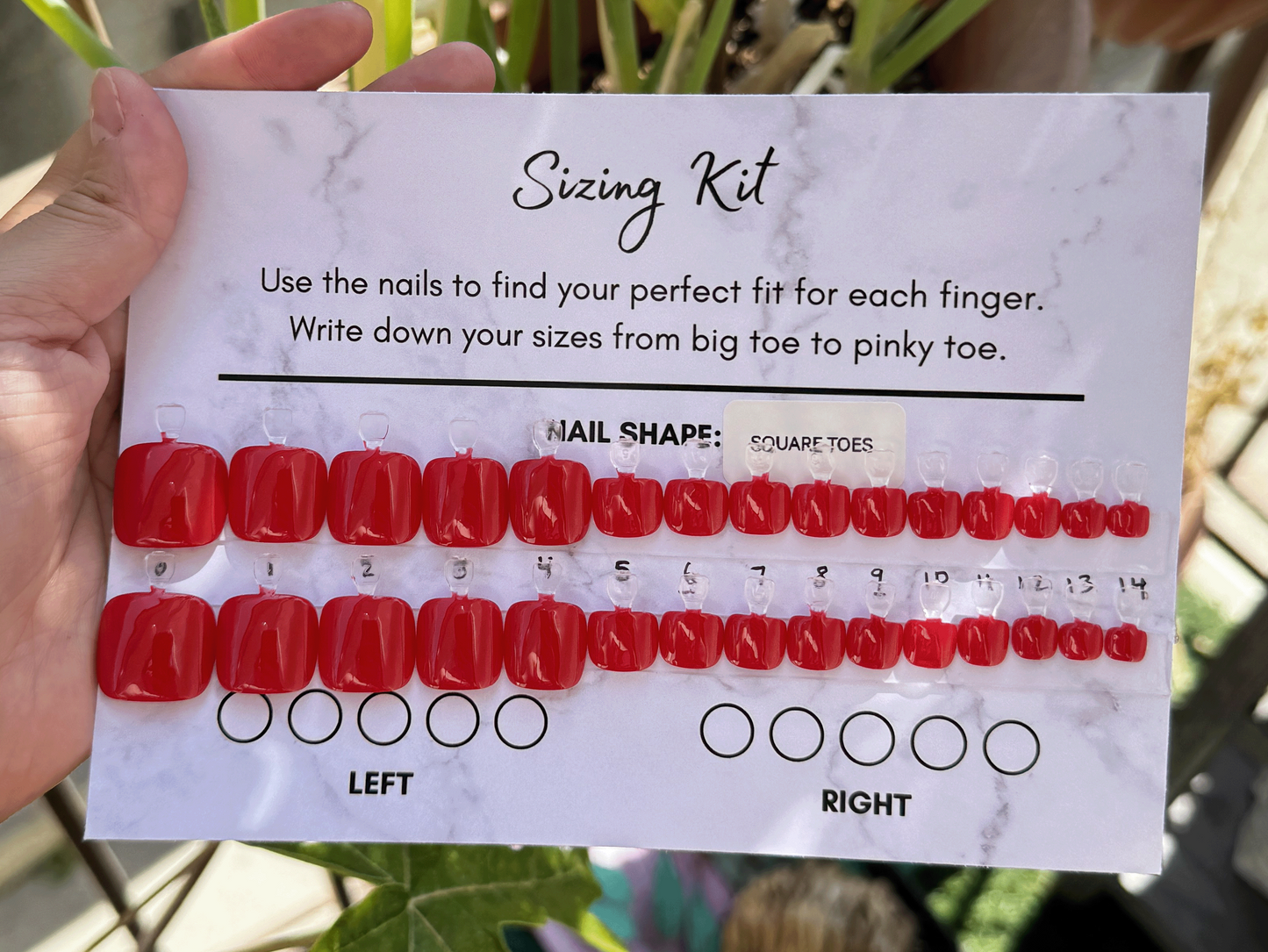 Colored Press-On Nail Sizing Kit - Pedicure