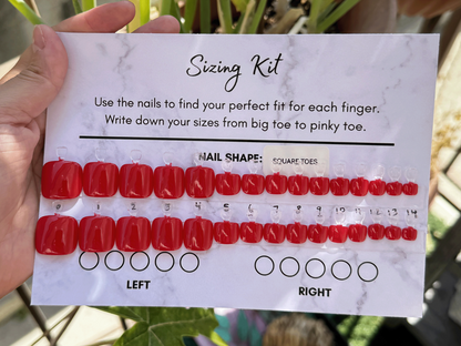 Colored Press-On Nail Sizing Kit - Pedicure