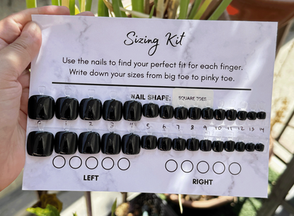 Colored Press-On Nail Sizing Kit - Pedicure