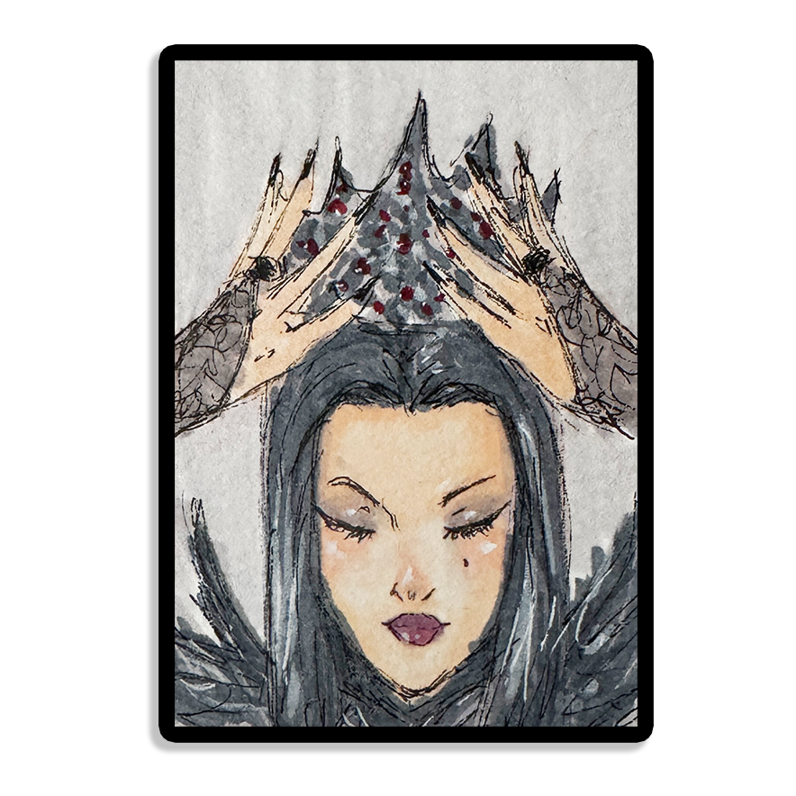 Bring custom charm to your favorite everyday items with these vibrant handmade protected stickers, featuring an original Queen of Darkness character theme.