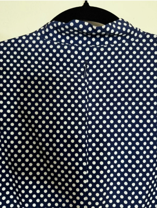 Wellwits - Large - Vintage Inspired - Navy Blue and White Polka Dot Swing Dress