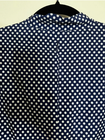 Wellwits - Large - Vintage Inspired - Navy Blue and White Polka Dot Swing Dress