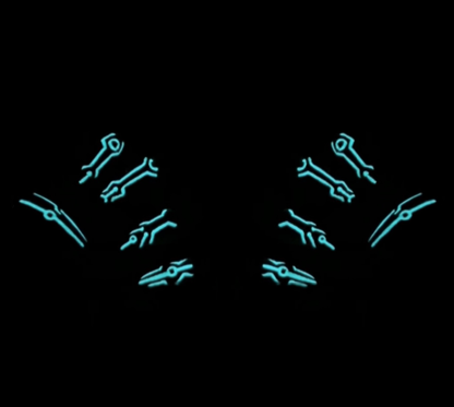 Get ready for "The Grid" and step into the future with custom, hand-painted press-on nails inspired by high-tech cyber circuitry and sci-fi aesthetic. Featuring slick, high-gloss black bases layered with ultra-crisp circuit linework, "The Grid" charges up under UV or sunlight to emit a vivid, electric glow when the lights go down. Available in both blue and red glow finishes!